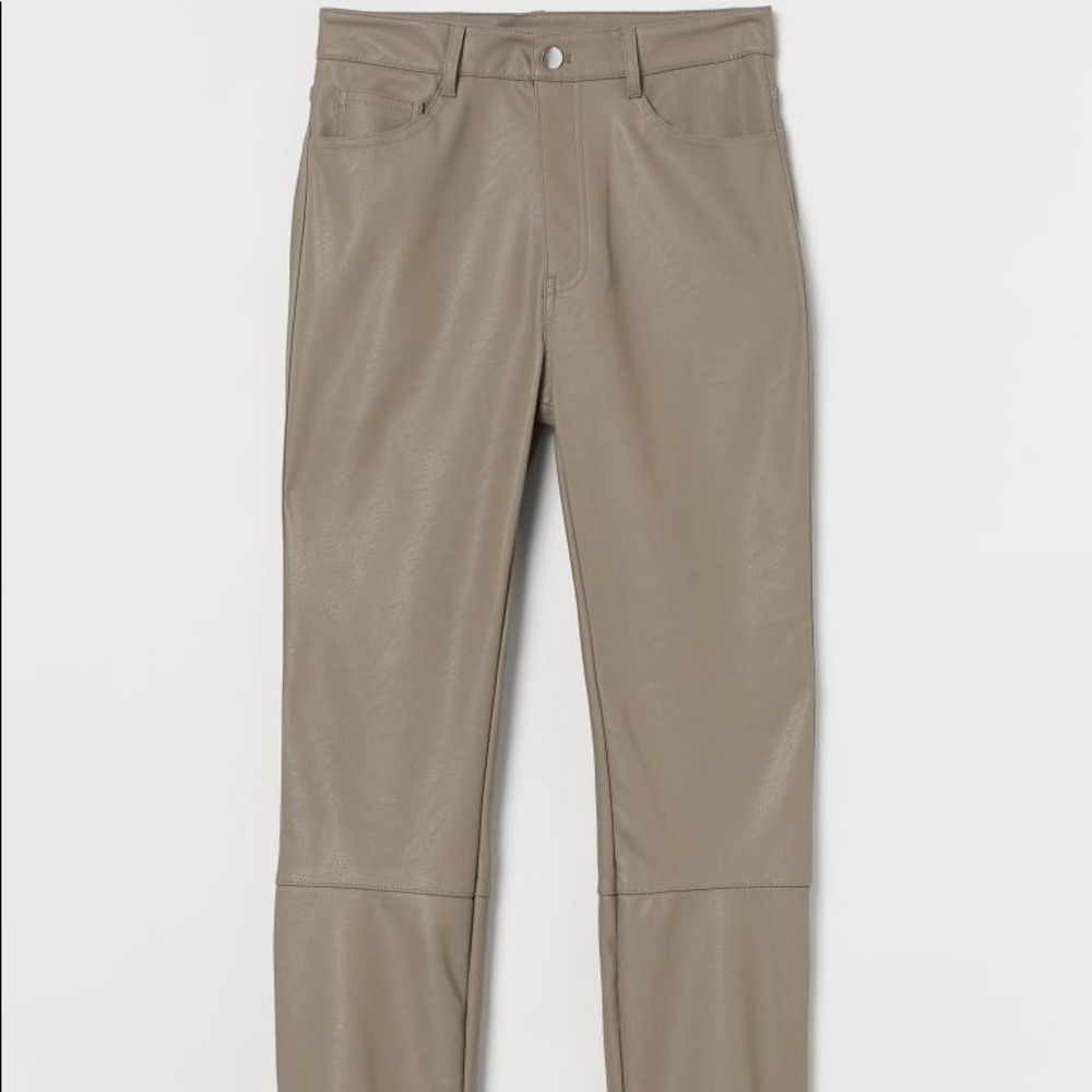 NEW! H&M Faux Leather Pants in Taupe Beige. Sizes 10 & 14.